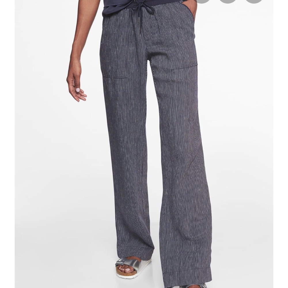 NEW! ATHLETA Stripe Bali Linen Trouser pant blue